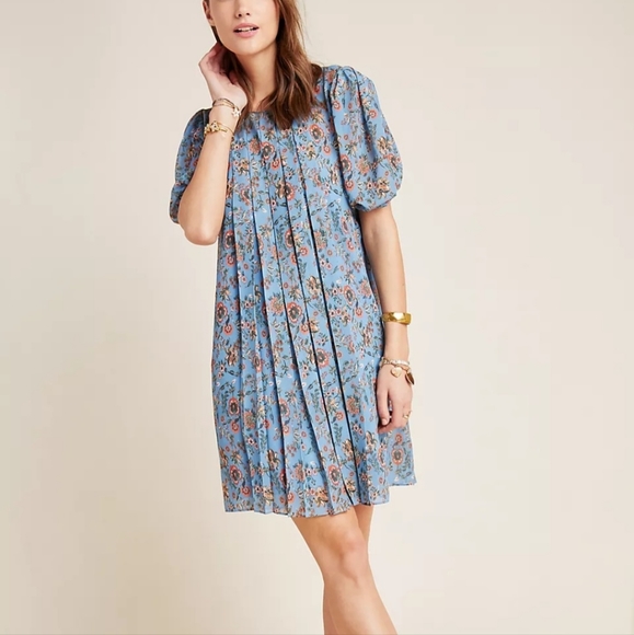 Sachin + Babi Dresses & Skirts - Sachin & Babi Marina Pleated Swing Dress with puffed sleeves in floral print